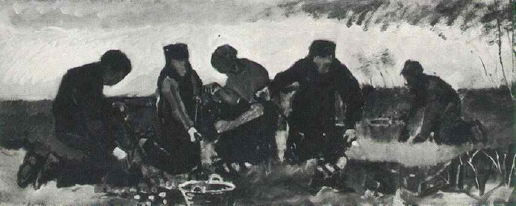 Картина Ван Гога Копающие картофель. Пять фигур 1883